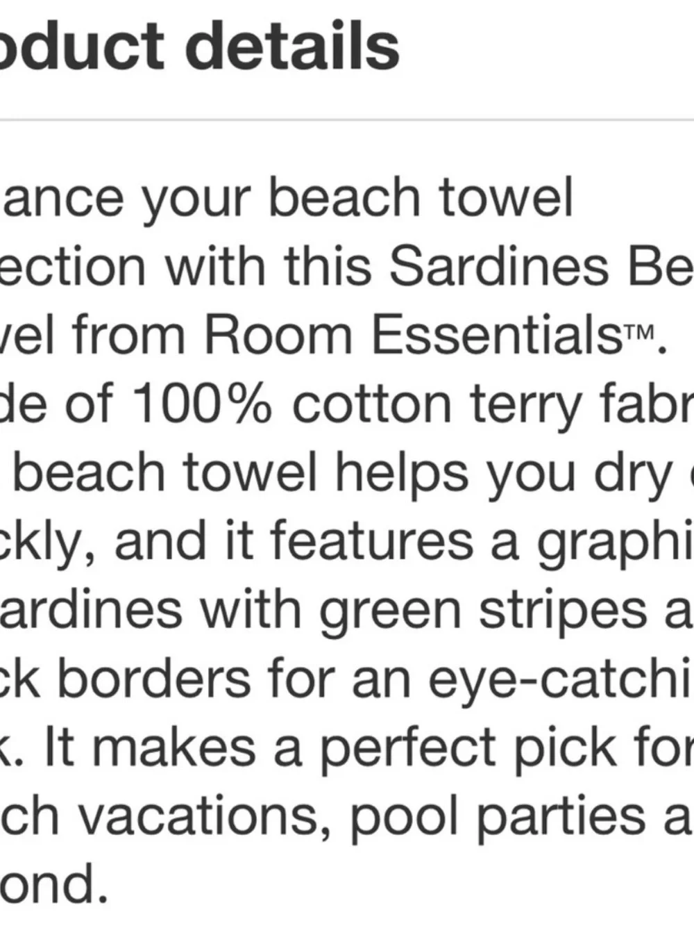 NWT Room Essentials Sardine Striped Beach Towel 72X36